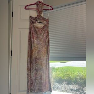 Zara Sequin Knotted Halter Dress